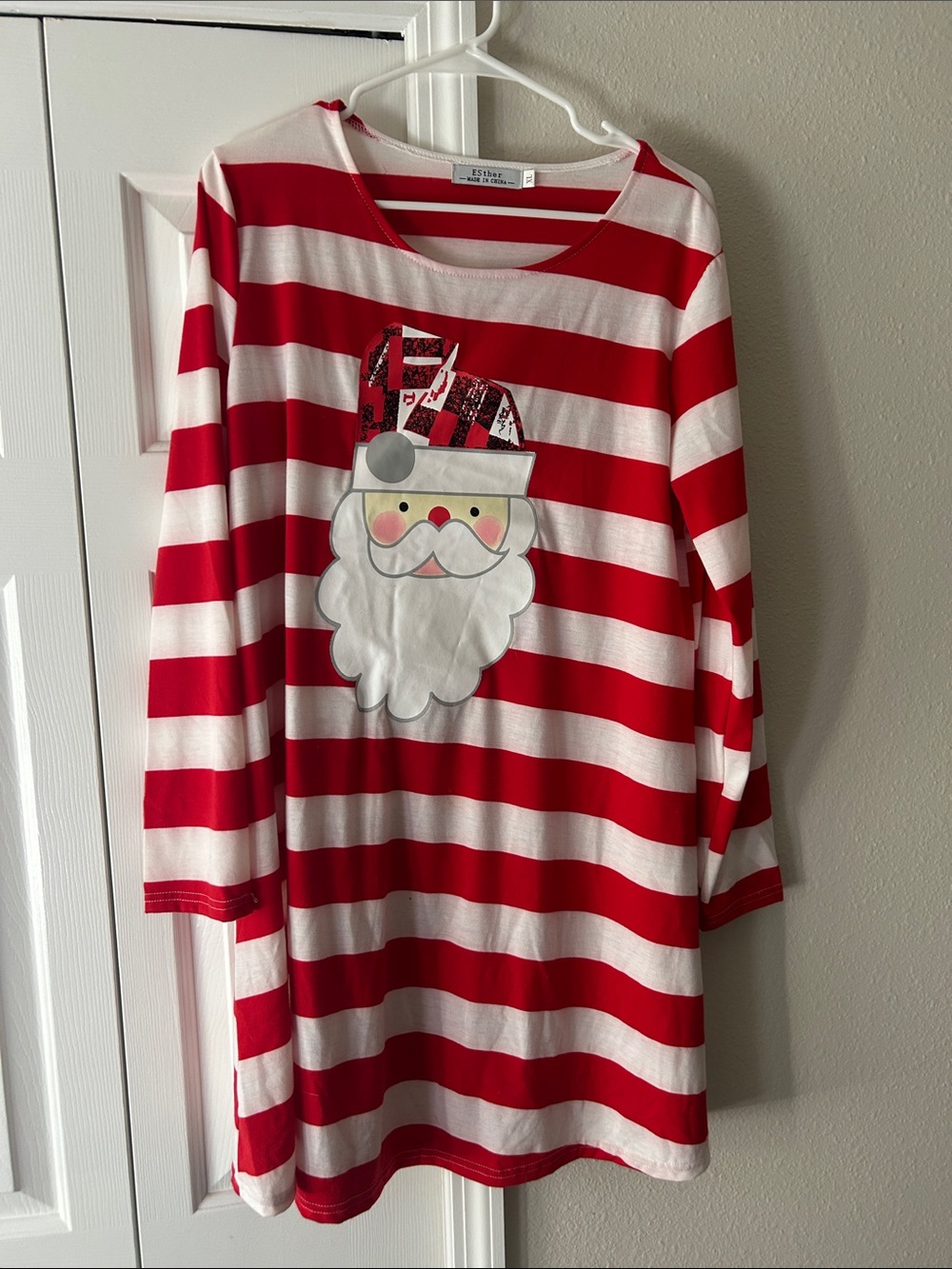 Women’s Red & White Striped Santa Pajama Top